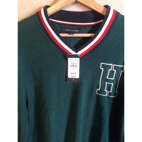 Tommy Hilfiger Logo Sweatshirt Men size L color green good condition Men - Picture 2 of 6
